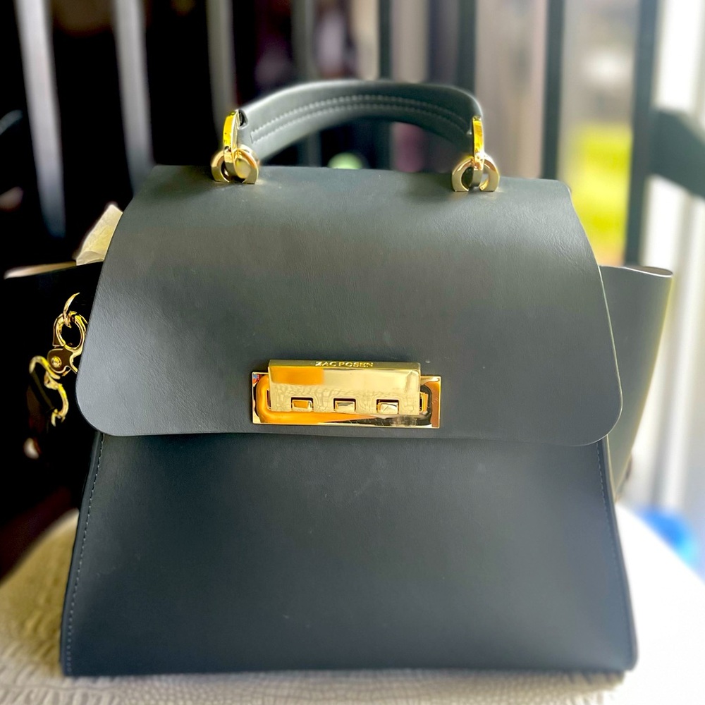 Zac Zac Posen Eartha iconic top handle satchel with floral applique strap